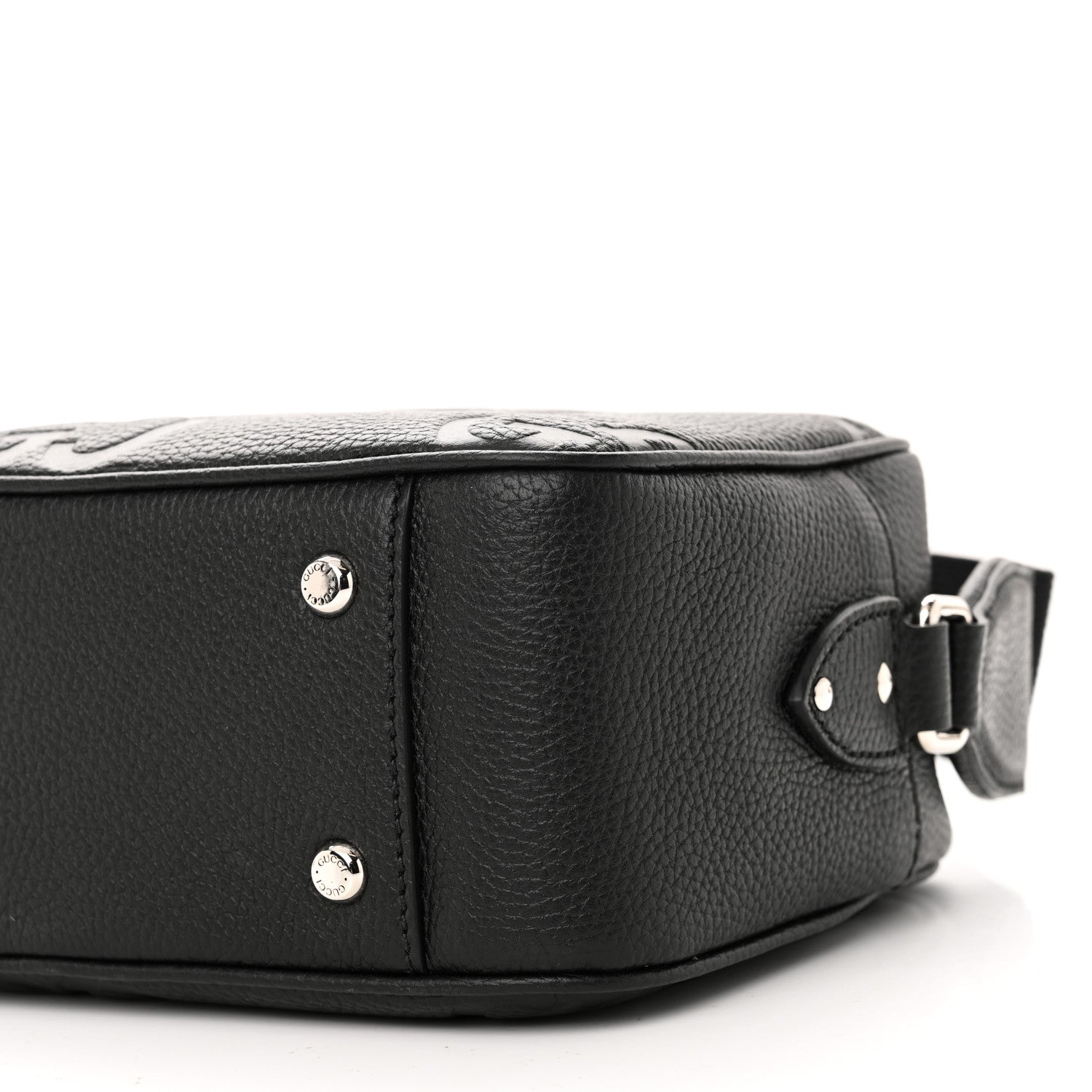 Gucci Piuma Calfskin Jumbo GG Embossed Medium Messenger Bag Black 10 of 10