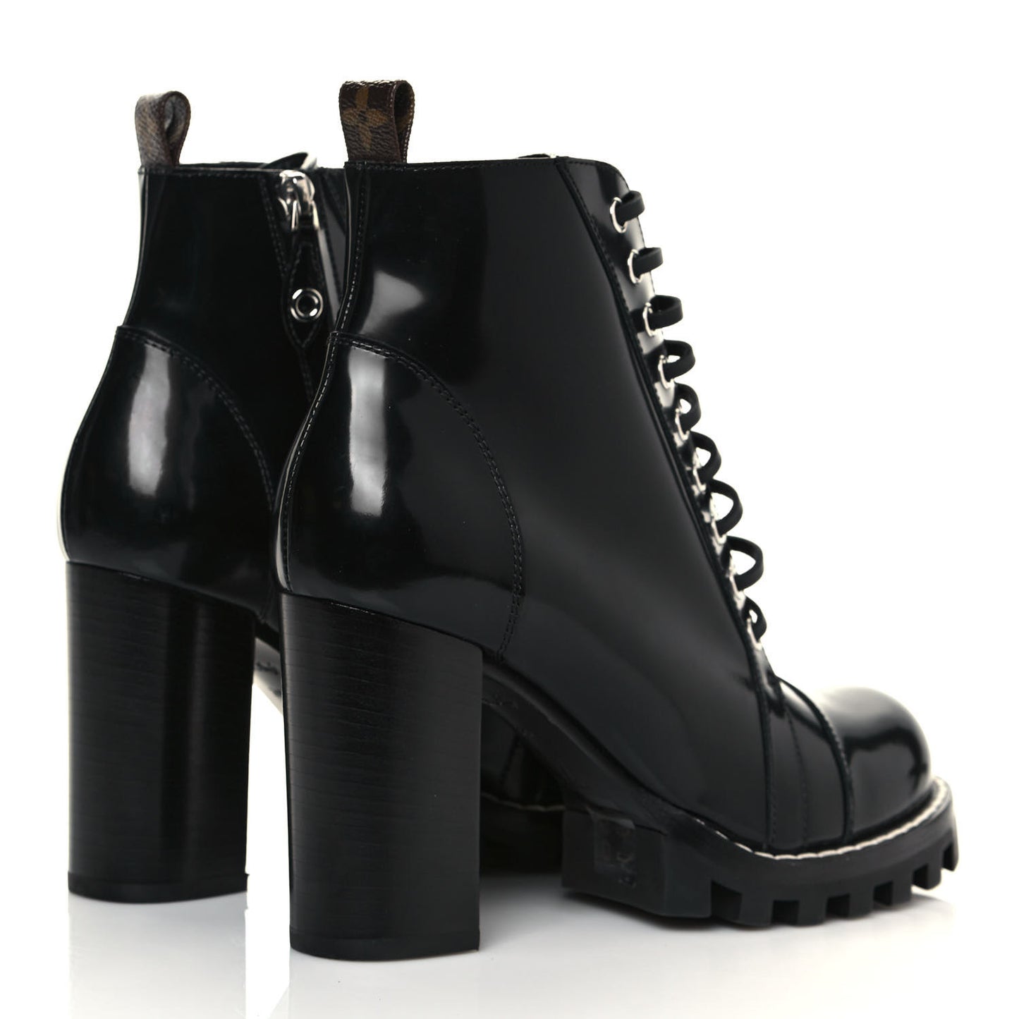 Patent Calfskin Star Trail Ankle Boots 38 Black