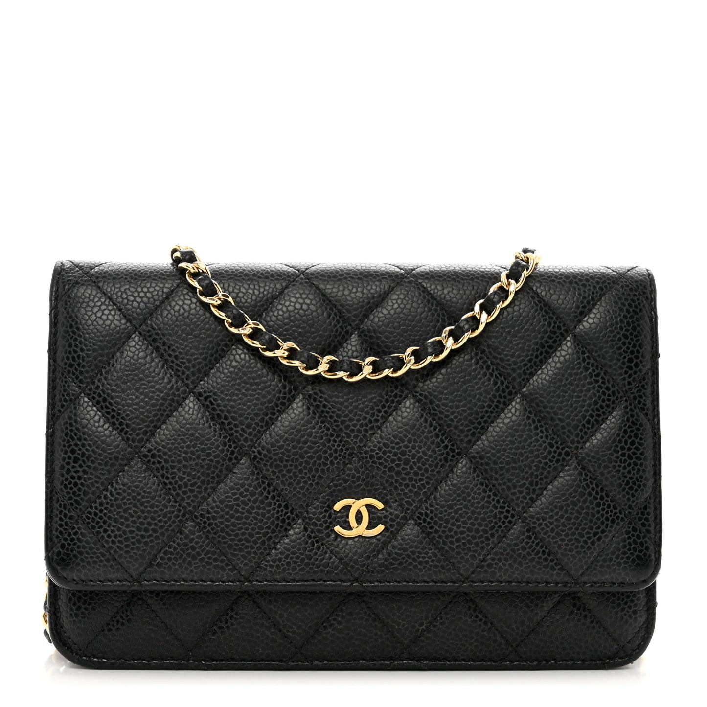 Caviar Quilted Wallet on Chain WOC Black