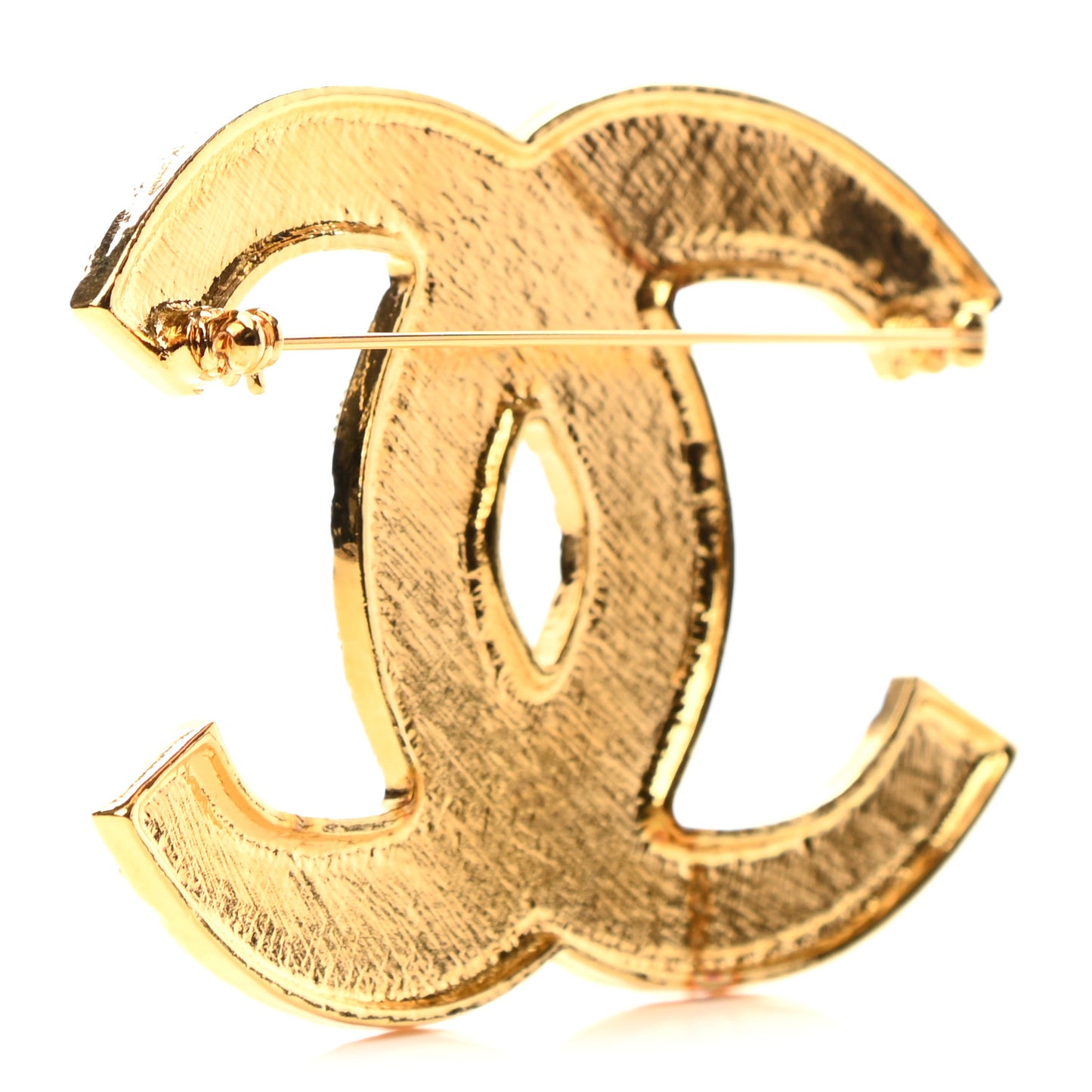 Gripoix Poured Glass Along The Nile CC Brooch Black Gold