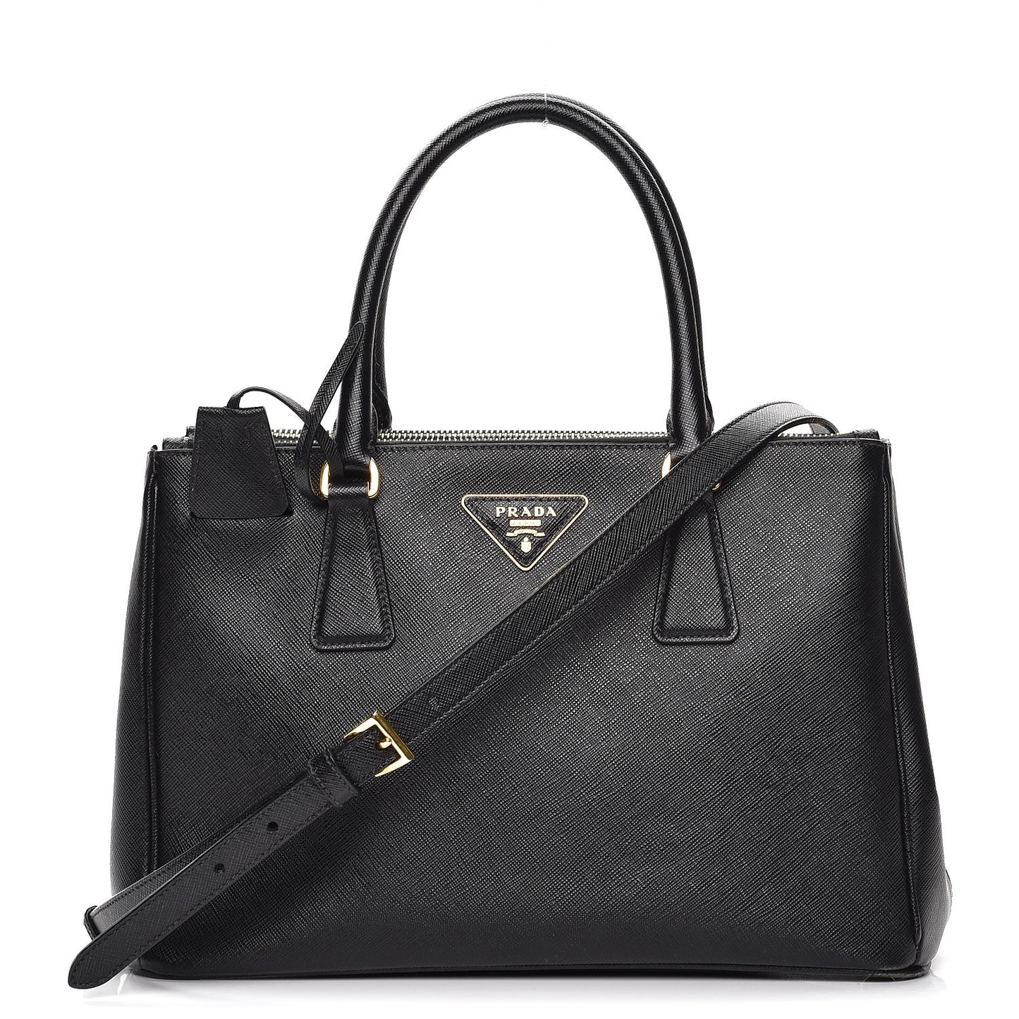 Saffiano Small Galleria Double Zip Tote Black