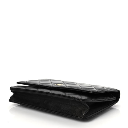 Chanel Lambskin Quilted Wallet On Chain WOC Black 10 of 11