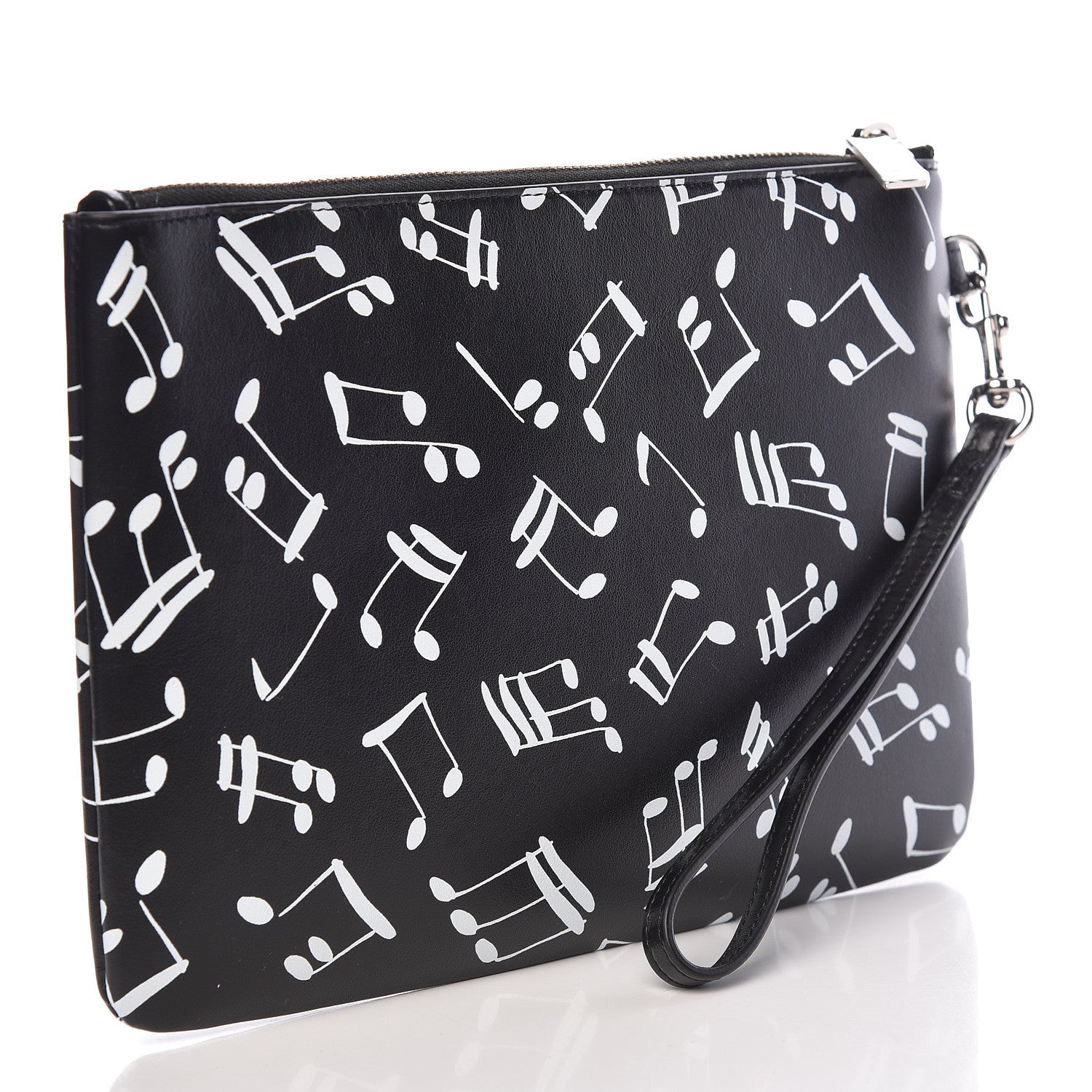 Saint Laurent Calfskin Musical Notes Zip Pouch Black 3 of 12