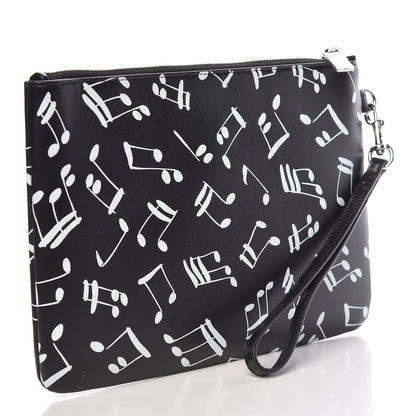 Saint Laurent Calfskin Musical Notes Zip Pouch Black 3 of 12
