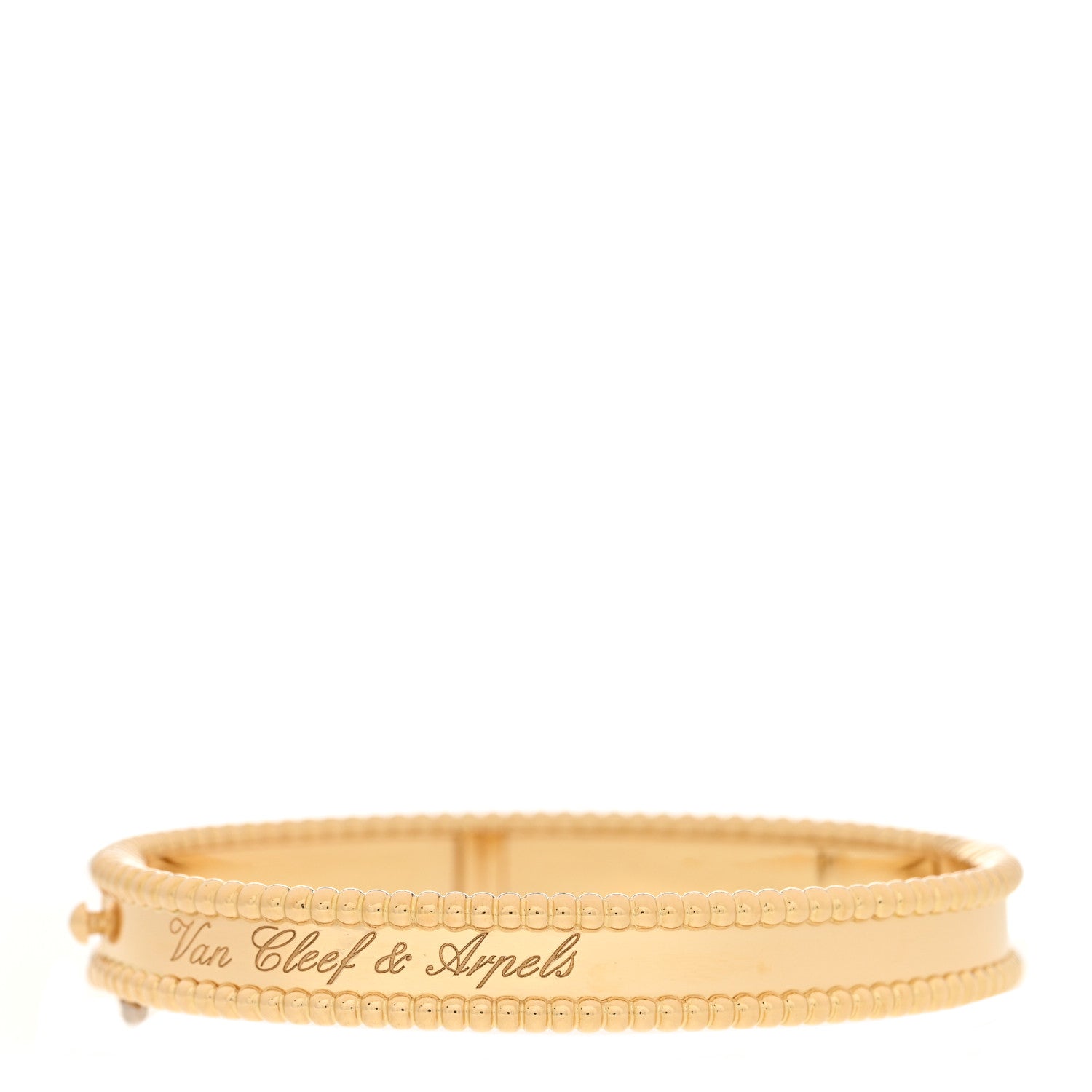 Van Cleef & Arpels 18K Yellow Gold Perlee Signature Bangle Bracelet XS 2 of 4