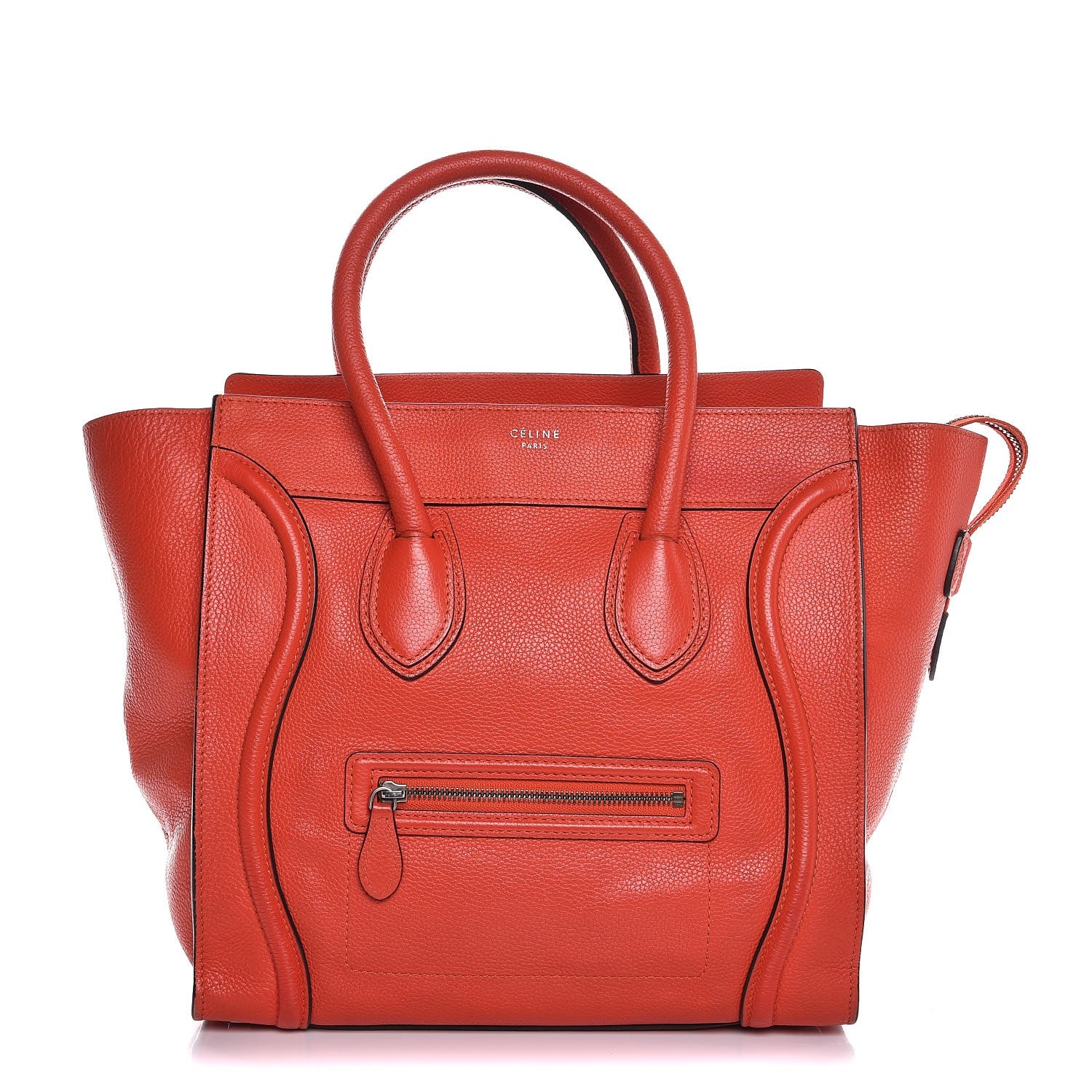 Celine Drummed Calfskin Mini Luggage Vermillion 1 of 12