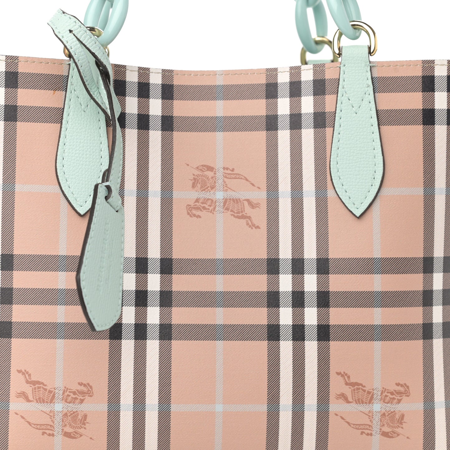 Calfskin Haymarket Check Small Reversible Tote Pale Opal