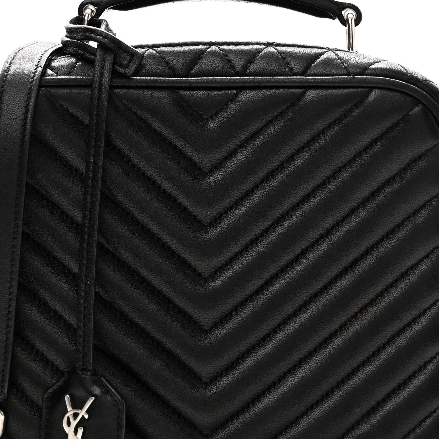 Lambskin Matelasse Chevron Lunchbox Bag Black