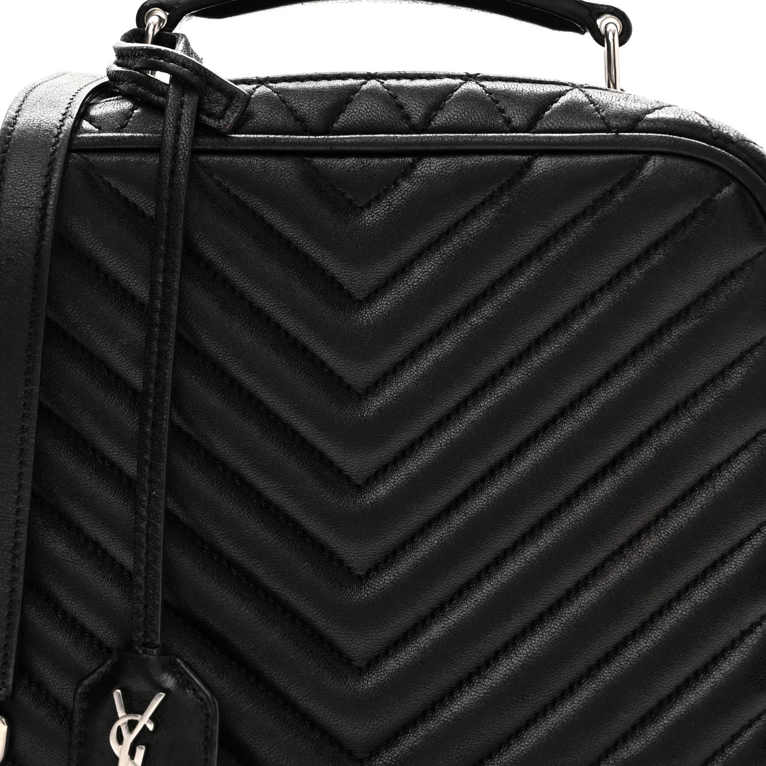 Saint Laurent Lambskin Matelasse Chevron Lunchbox Bag Black 7 of 9