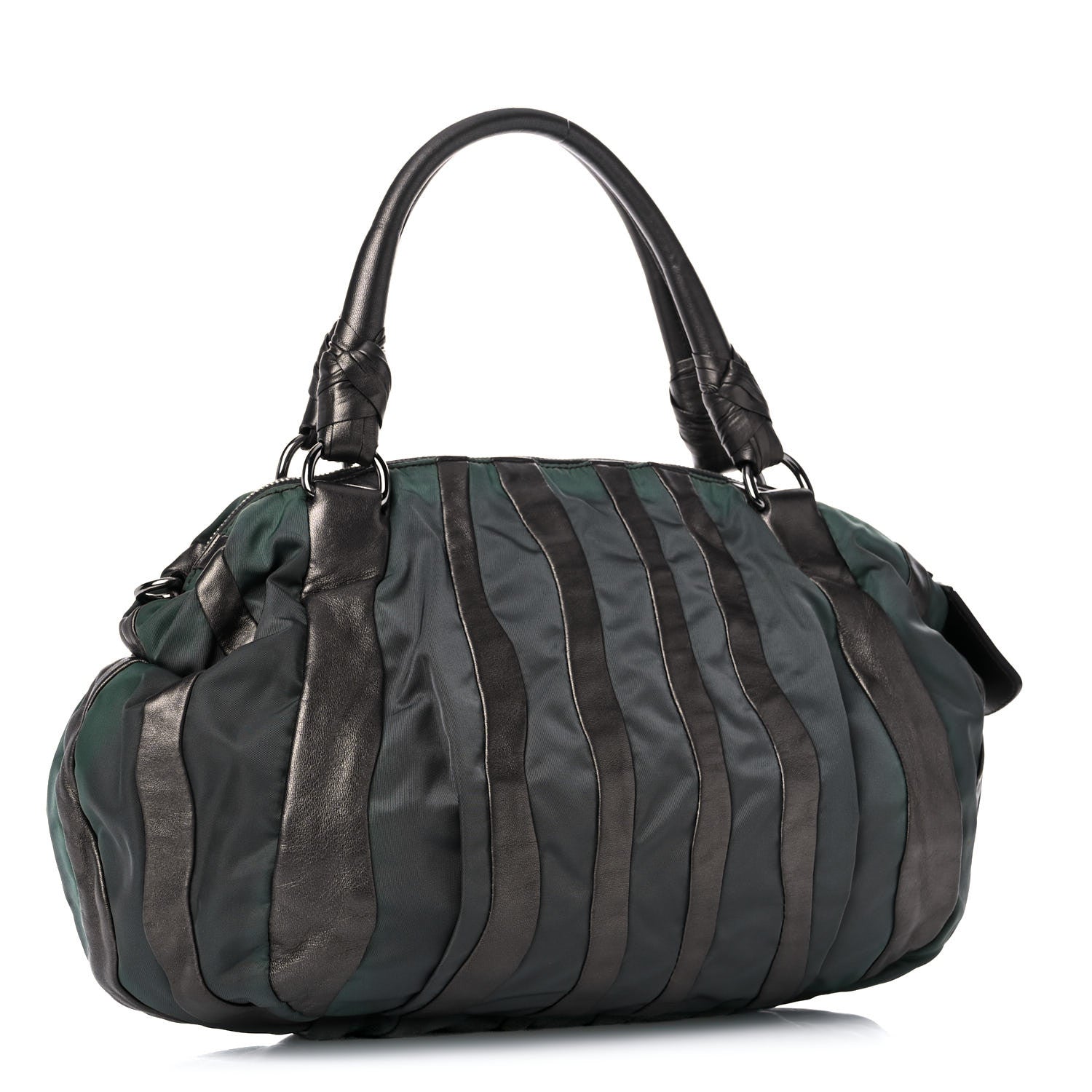 Prada Metallic Nappa Tessuto Nylon Mordore Stripes Shoulder Bag Grey 3 of 21