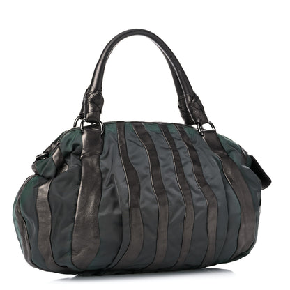 Prada Metallic Nappa Tessuto Nylon Mordore Stripes Shoulder Bag Grey 3 of 21