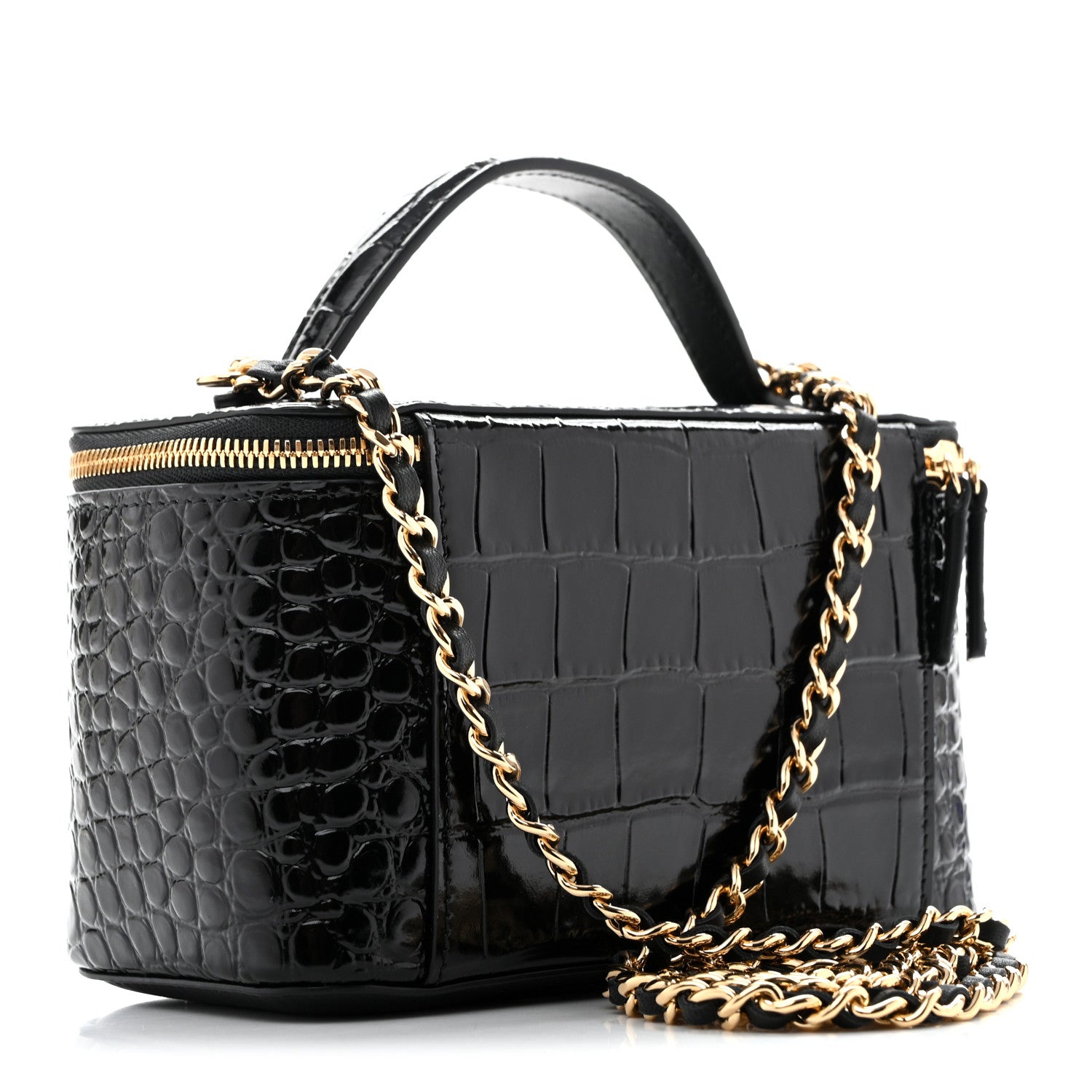 Chanel Calfskin Crocodile Embossed Exoticoco Small Top Handle
