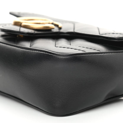 Gucci Calfskin Matelasse Super Mini GG Marmont Shoulder Bag Black 10 of 11