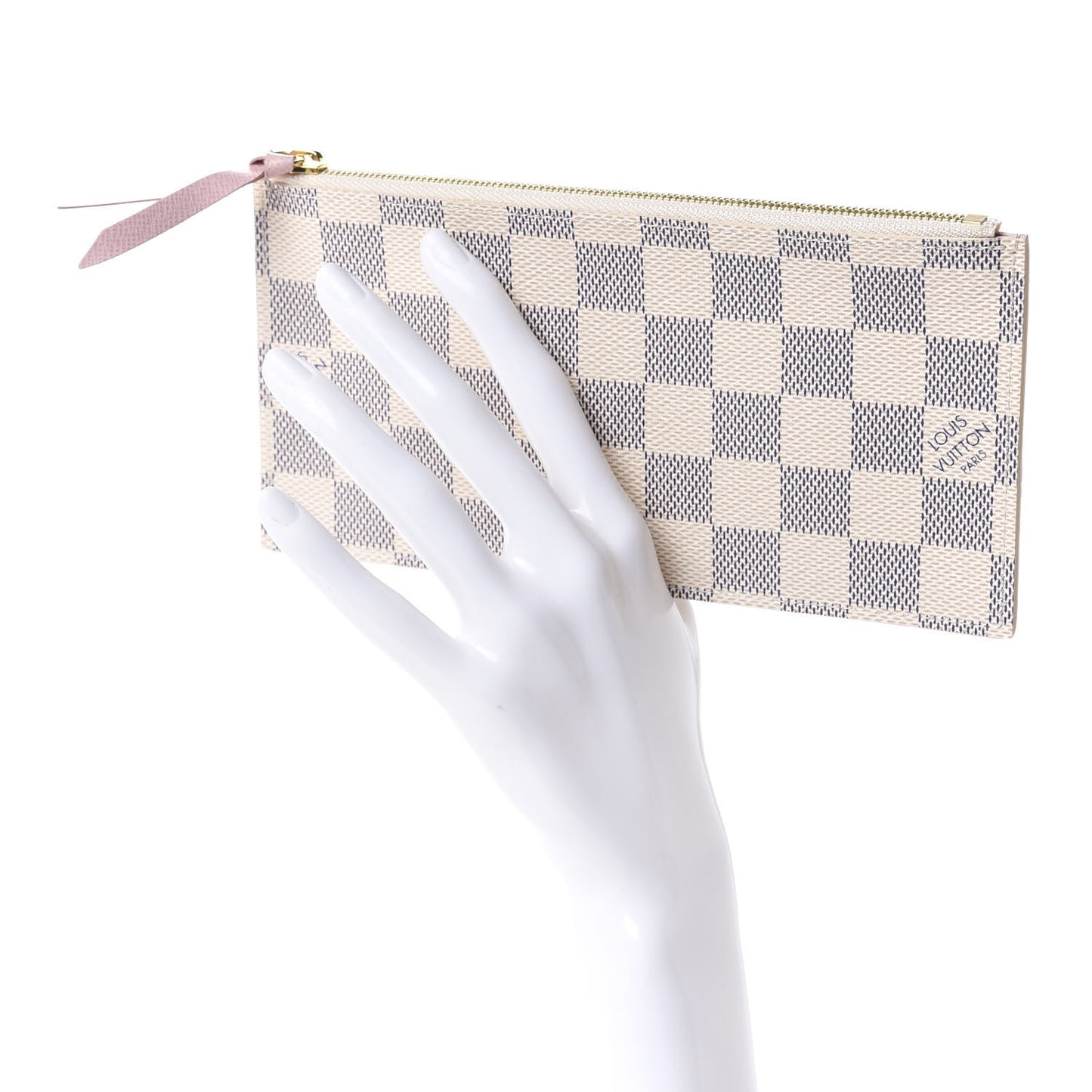 Damier Azur Felicie Chain Wallet Zippered Insert Rose Ballerine