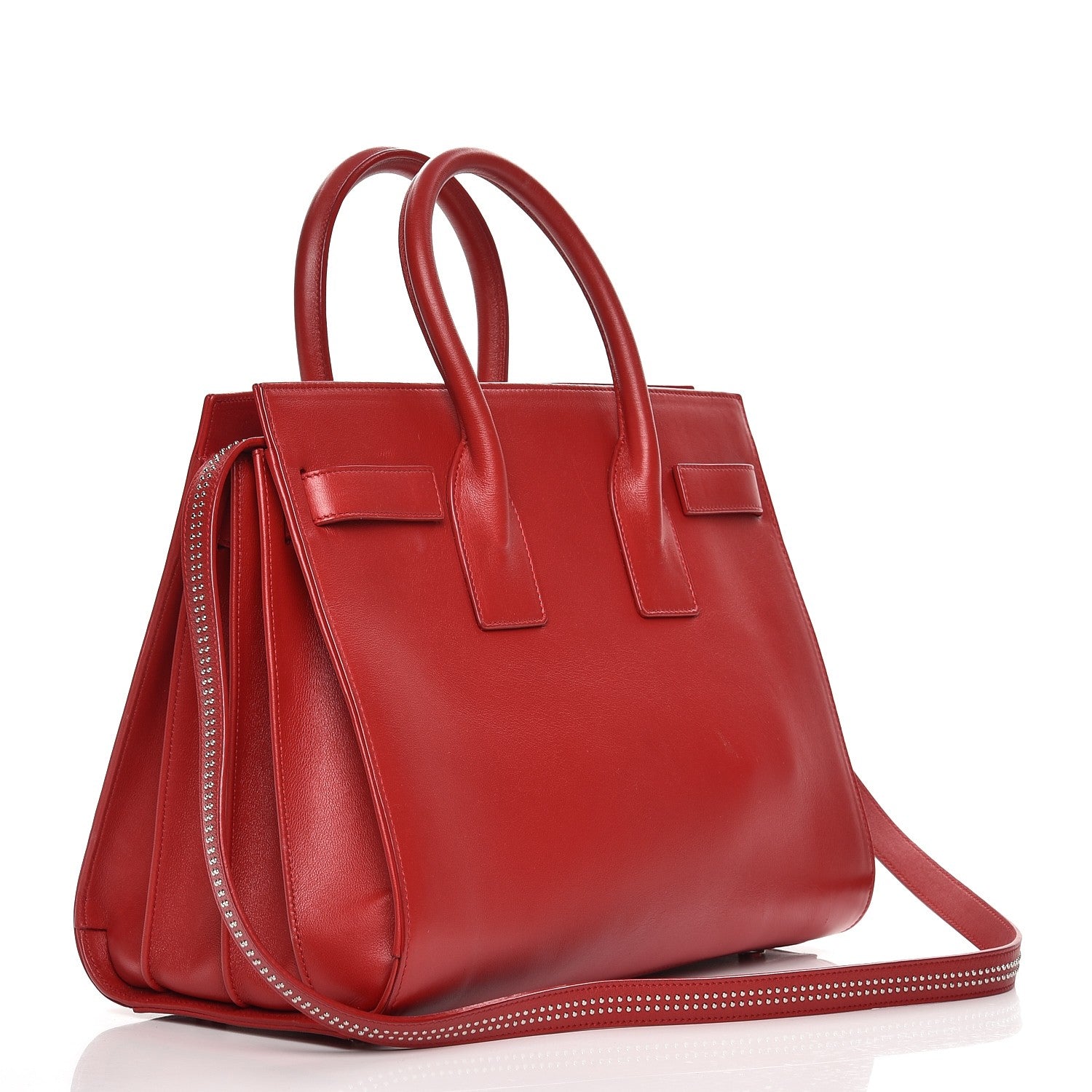 Saint Laurent Calfskin Studded Small Sac de Jour Carryall Red 4 of 14