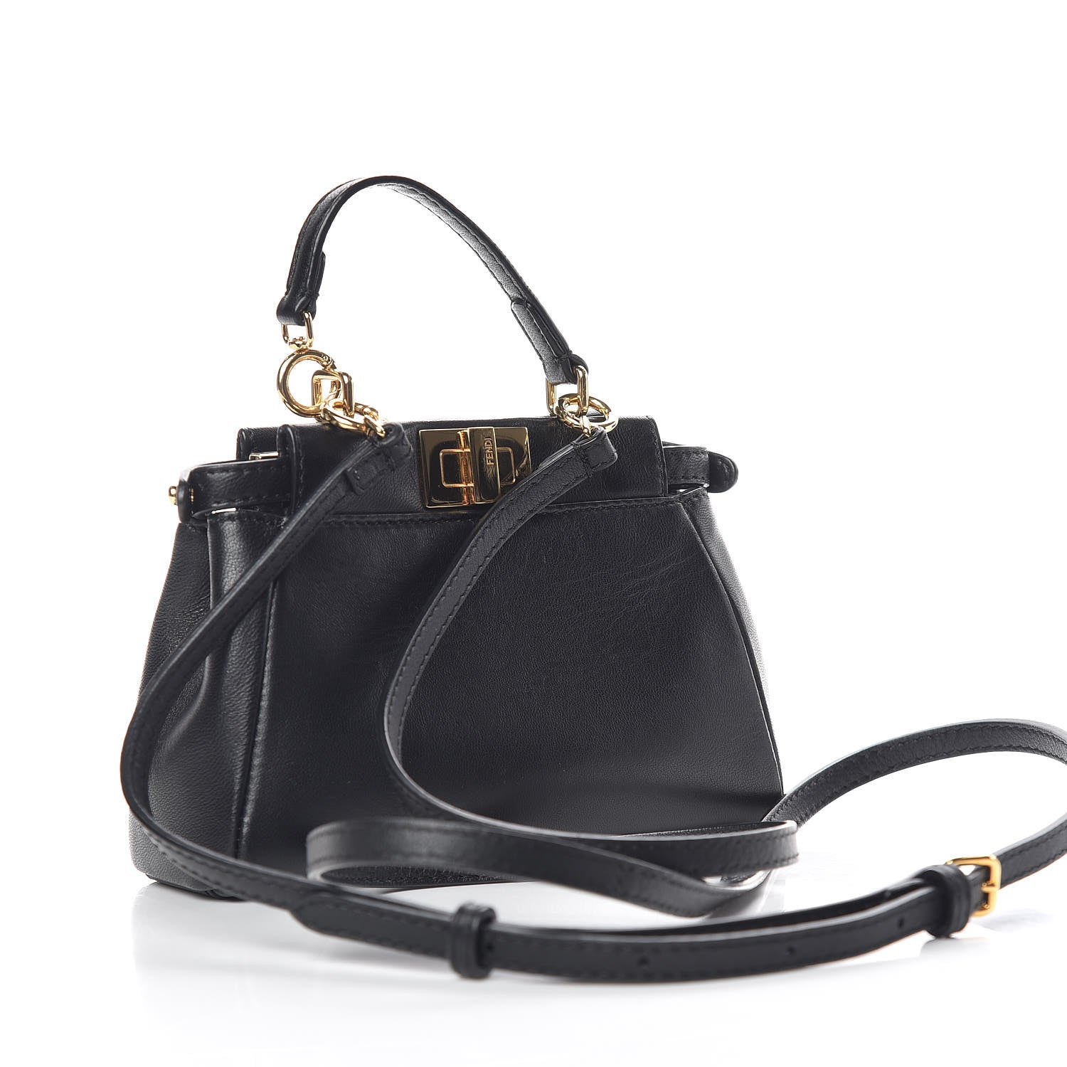 Fendi Nappa Micro Peekaboo Iconic Satchel Black 3 of 11