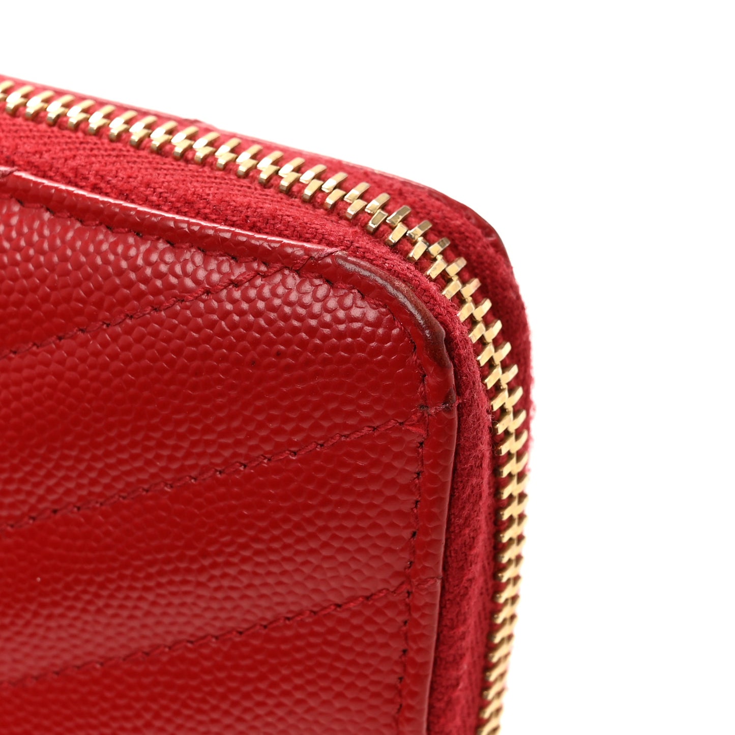 Grain De Poudre Matelasse Chevron Monogram Zip Around Wallet Red