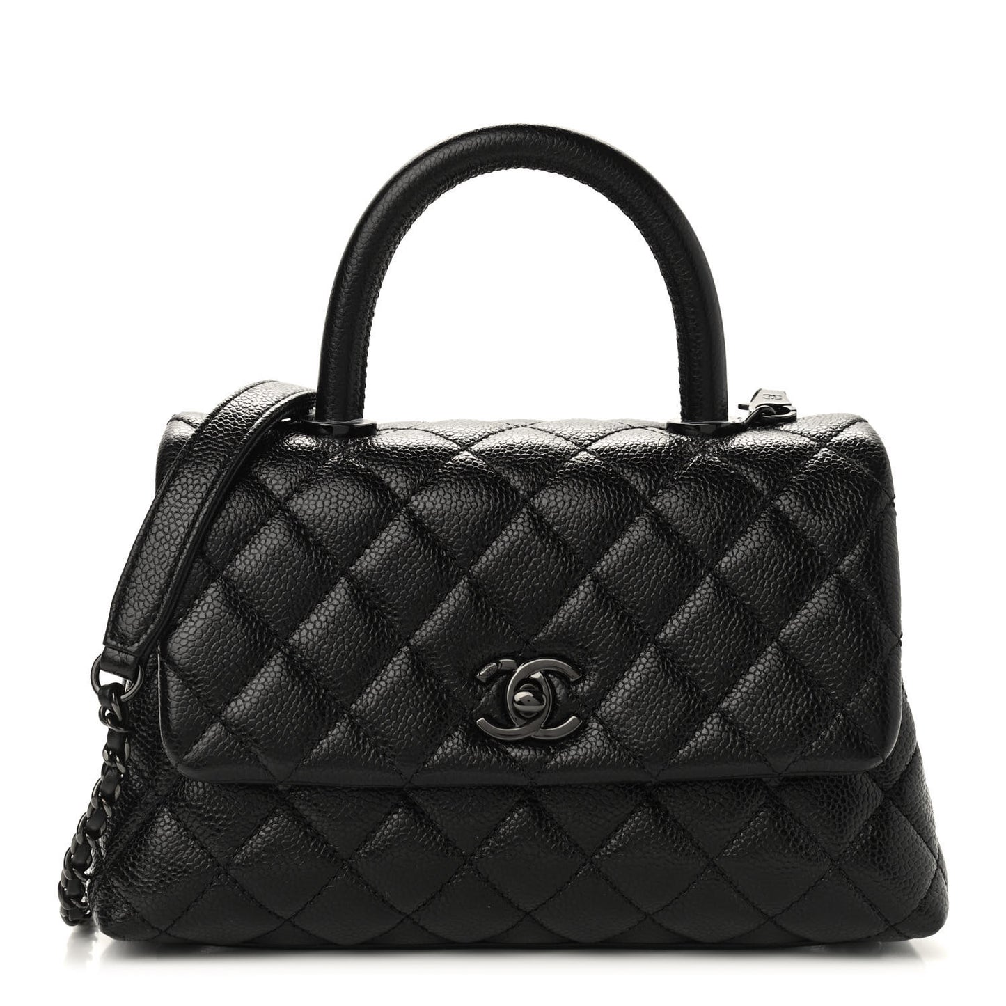 Caviar Quilted Mini Coco Handle Flap So Black