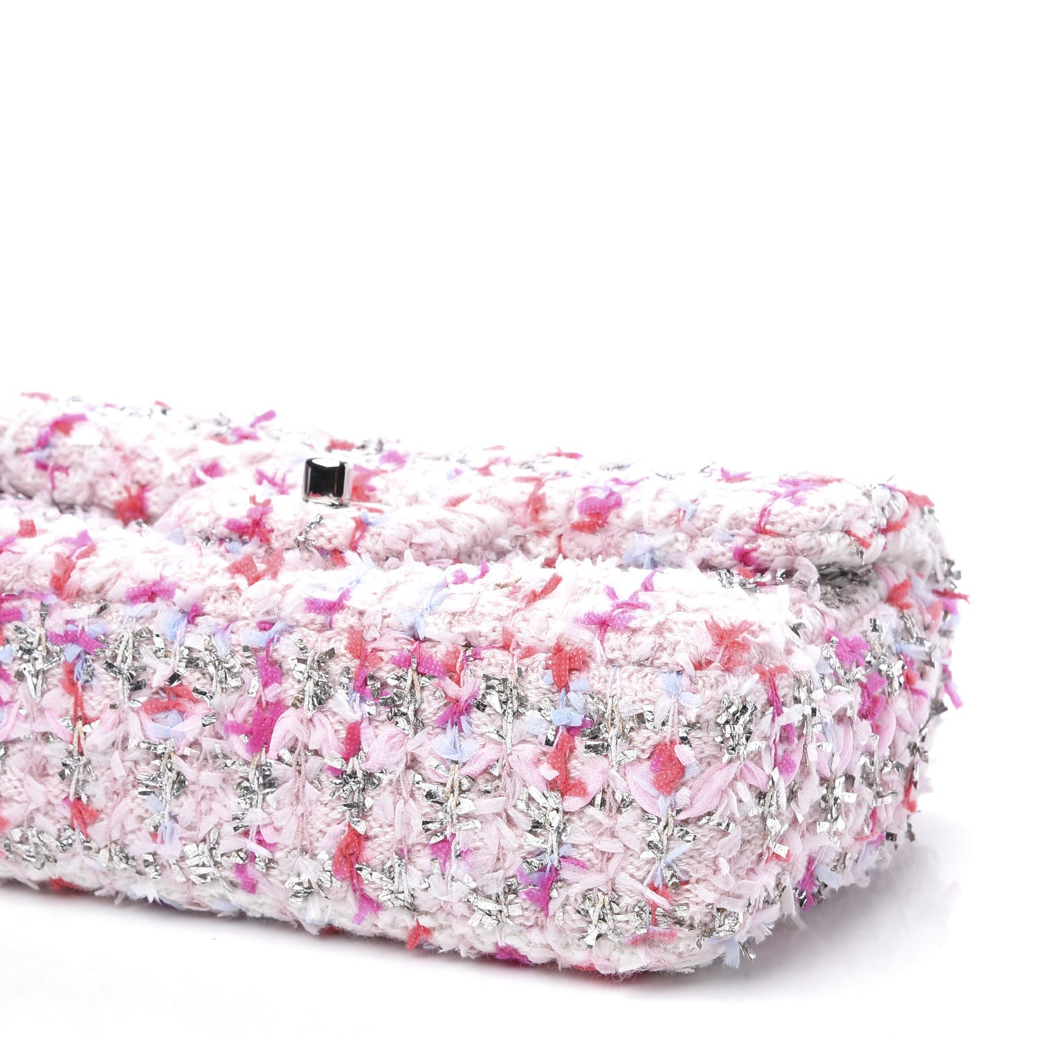 Chanel Tweed Quilted Mini Rectangular Flap Light Pink Silver Blue 6 of 10