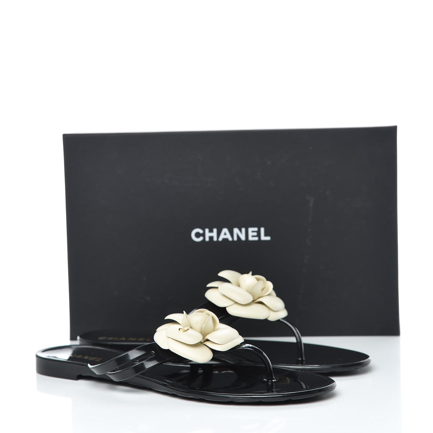 Jelly Camellia Thong Sandals 40 Black Ivory