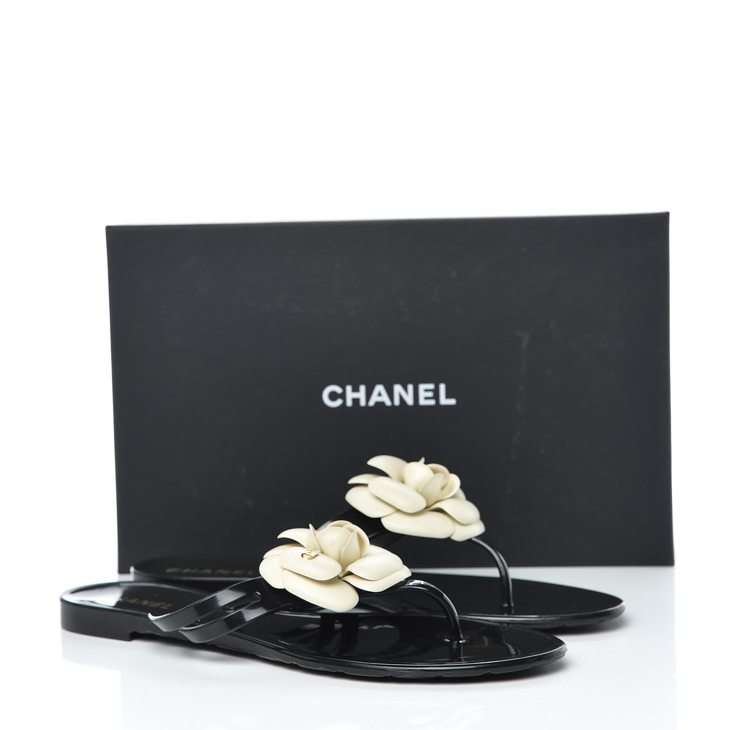 Chanel Jelly Camellia Thong Sandals 40 Black Ivory 16 of 16
