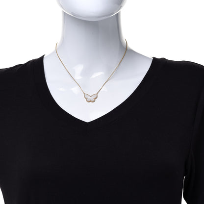 Van Cleef & Arpels 18K Yellow Gold Mother of Pearl Lucky Alhambra Butterfly Pendant Necklace 2 of 6