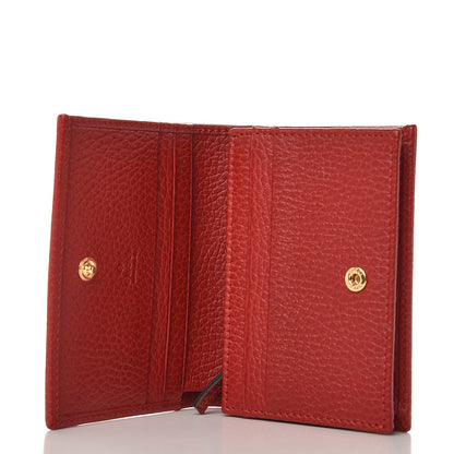 Gucci Pebbled Calfskin GG Marmont Card Case Hibiscus Red 5 of 8