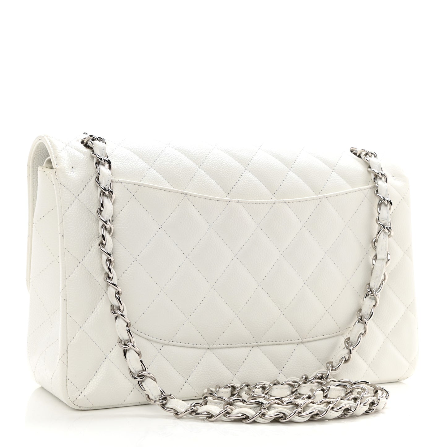 Caviar Quilted Jumbo Double Flap White