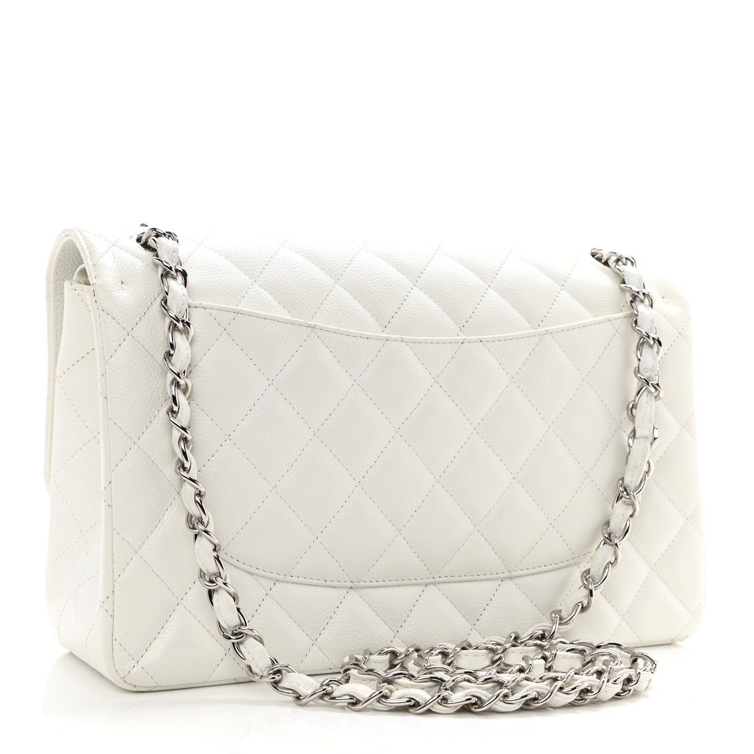 Chanel Caviar Quilted Jumbo Double Flap White 3 of 13
