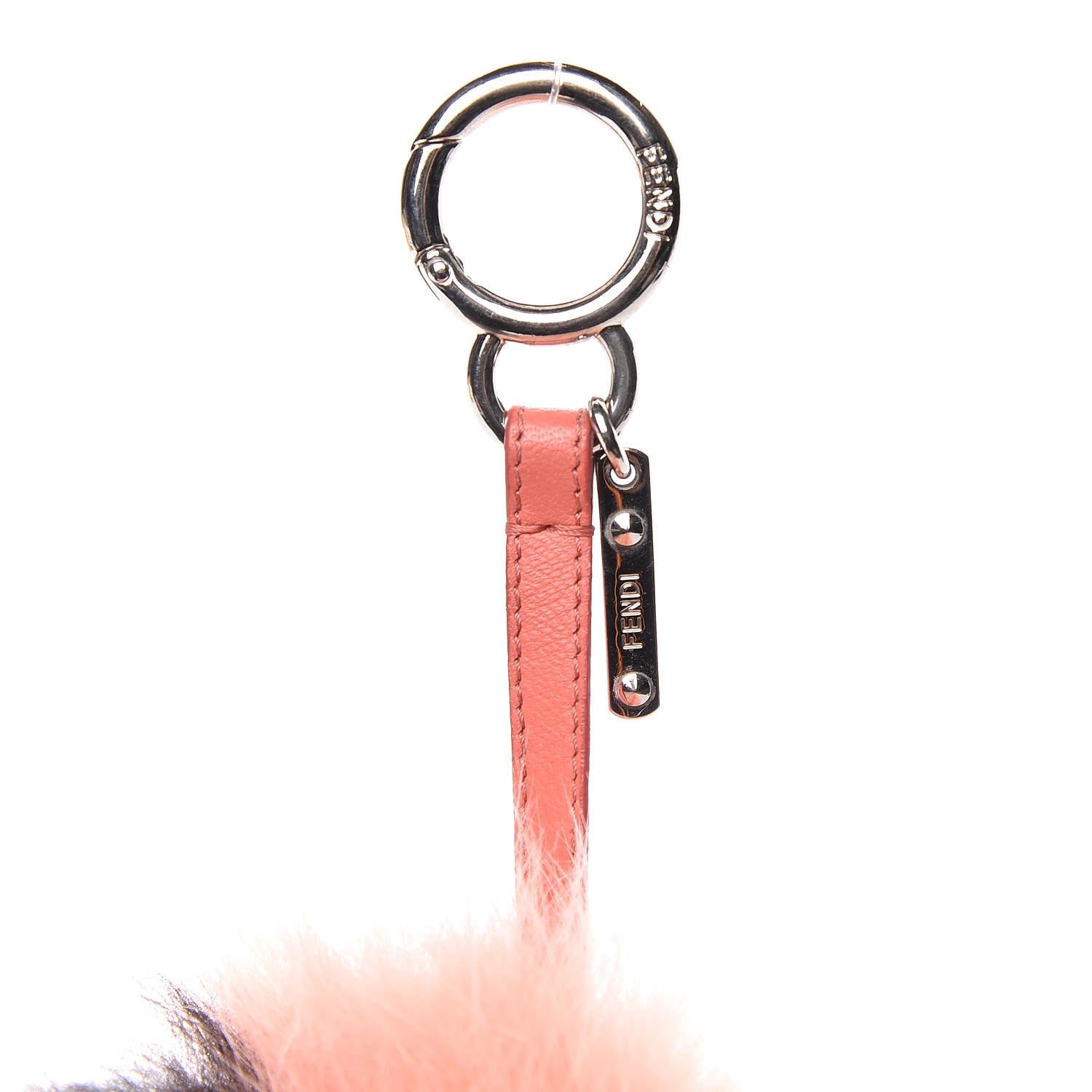 Fendi Fox Fur Y ABCharm Bag Charm Pink Black 3 of 4