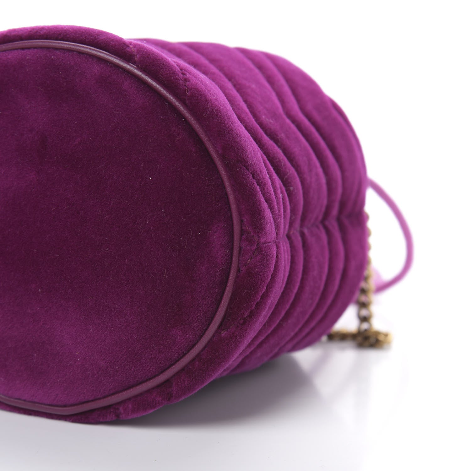Gucci Velvet Matelasse Mini GG Marmont 2.0 Bucket Bag Fuchsia Violet Cyclamen 10 of 10