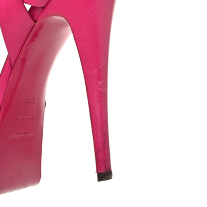 Saint Laurent Calfskin Tribute 105 Platform Sandals 39.5 Fuchsia 26 of 28
