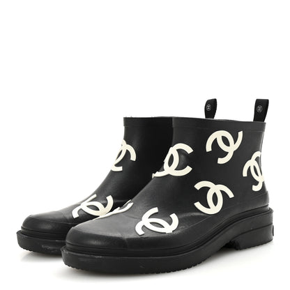 Chanel Rubber CC Print Boots 39 Black 4 of 9