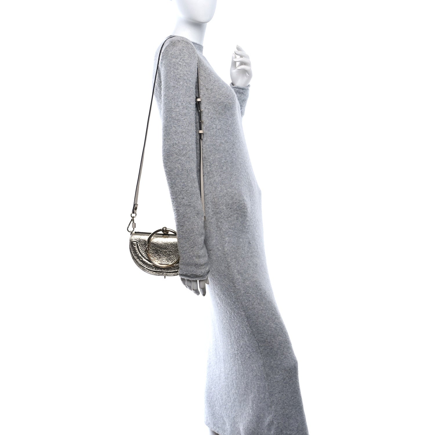 Chloe Metallic Calfskin Small Nile Bracelet Minaudiere Bag Gold 2 of 10