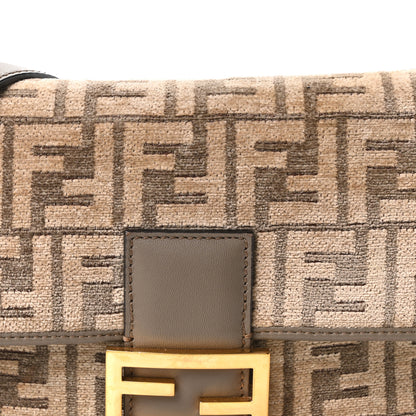Fendi Chenille Vitello Seta FF Embroidered Baguette Tortora 8 of 10