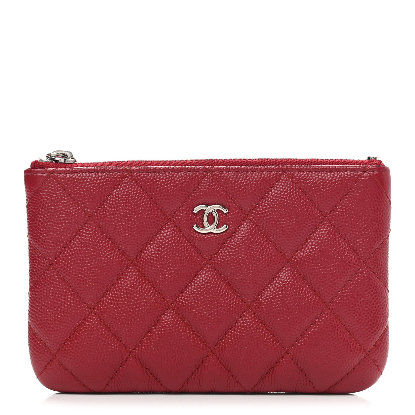 Caviar Quilted Small Cosmetic Case Red