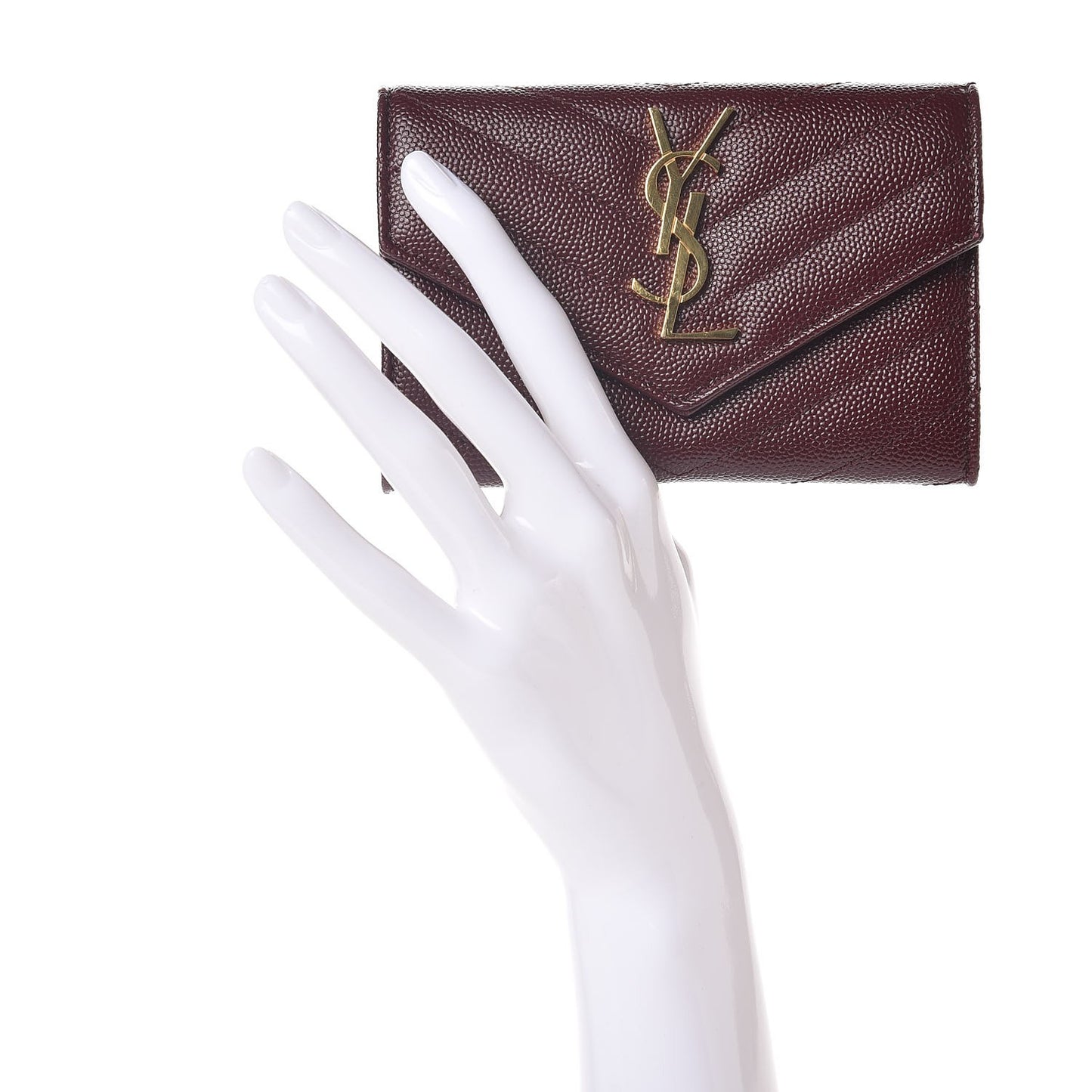 Grain De Poudre Matelasse Chevron Small Monogram Envelope Wallet Bordeaux