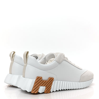 Hermes Calfskin Suede Goatskin Bouncing Sneakers 39 White 4 of 8
