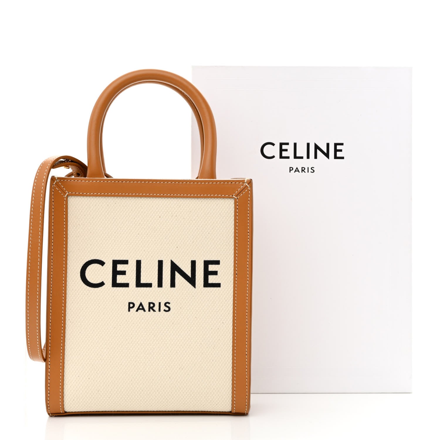Celine Canvas Calfskin Mini Vertical Cabas Natural Tan 10 of 10