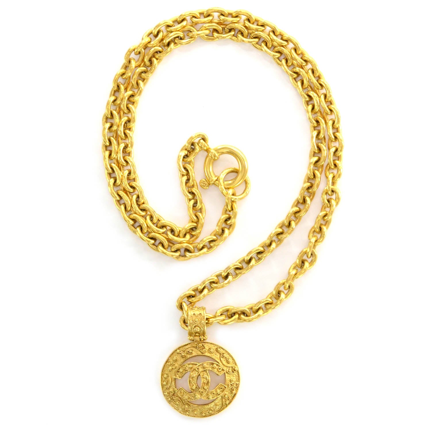 Chanel CC Medallion Chain Necklace Gold 1 of 6