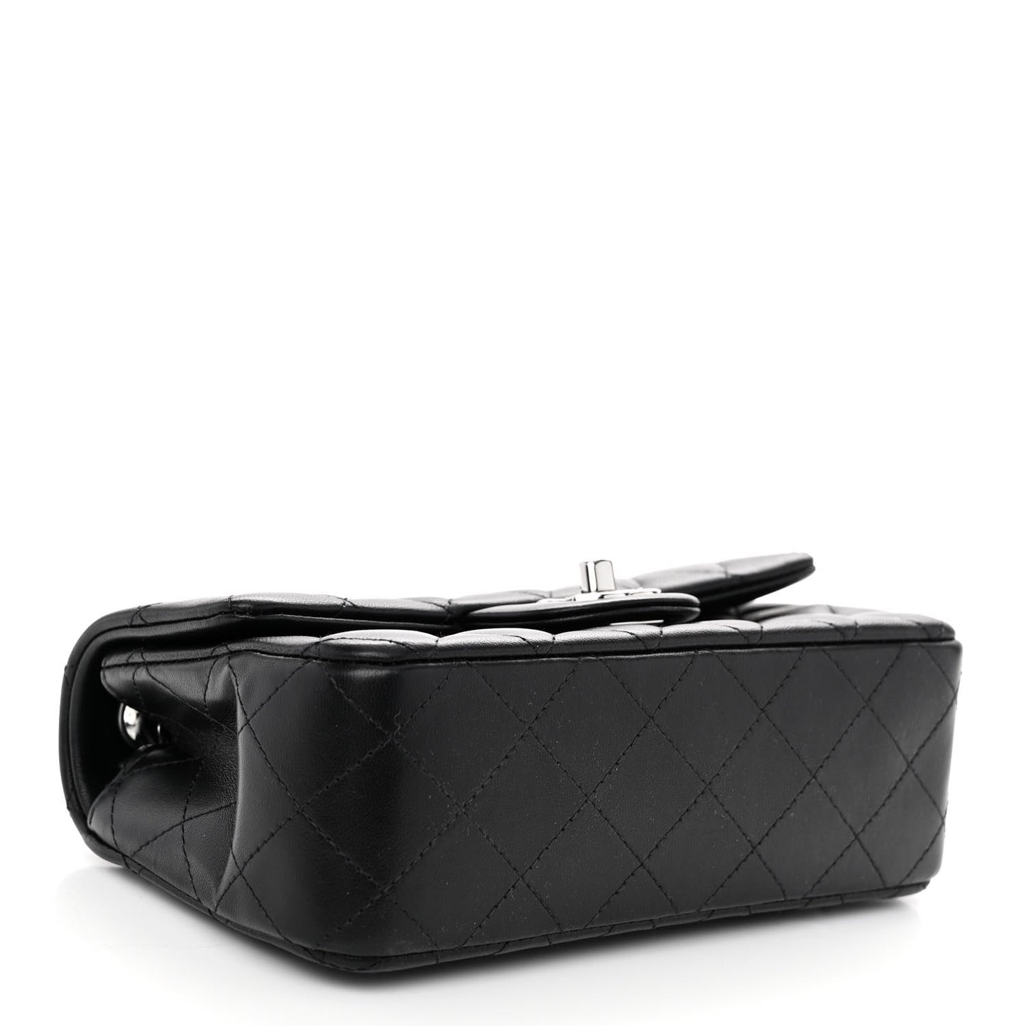Lambskin Quilted Mini Rectangular Flap Black