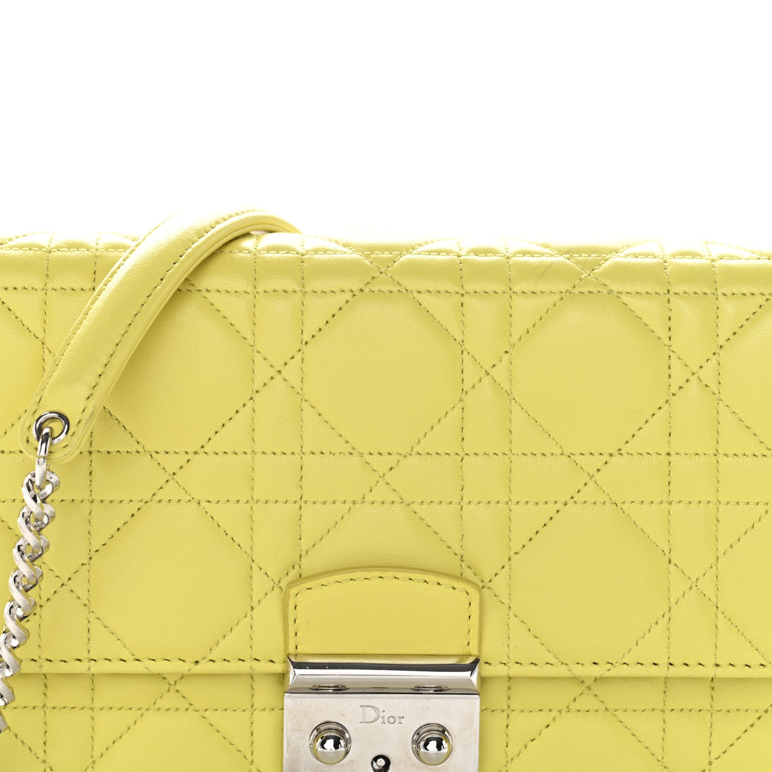 レモンdiorデマキヤント Christian Dior Lambskin Cannage Miss Dior Promenade Pouch Citron