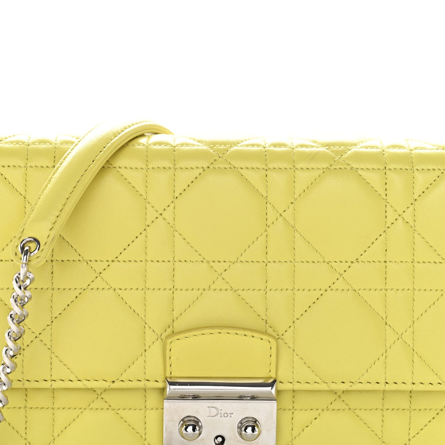 Lambskin Cannage Miss Dior Promenade Pouch Citron