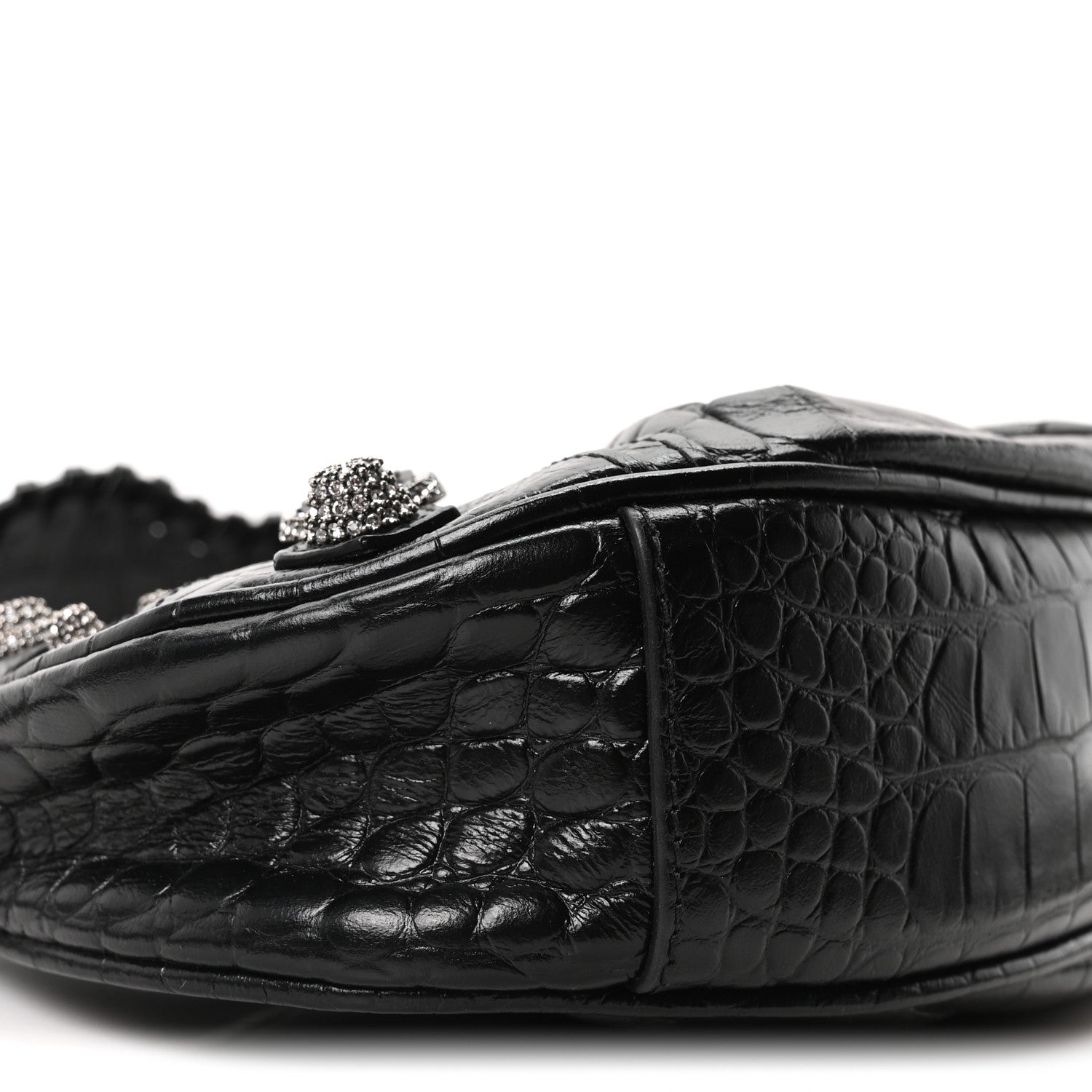 Balenciaga Extra Supple Calfskin Crystal Crocodile Embossed Le Cagole Shoulder Bag XS Black 10 of 11