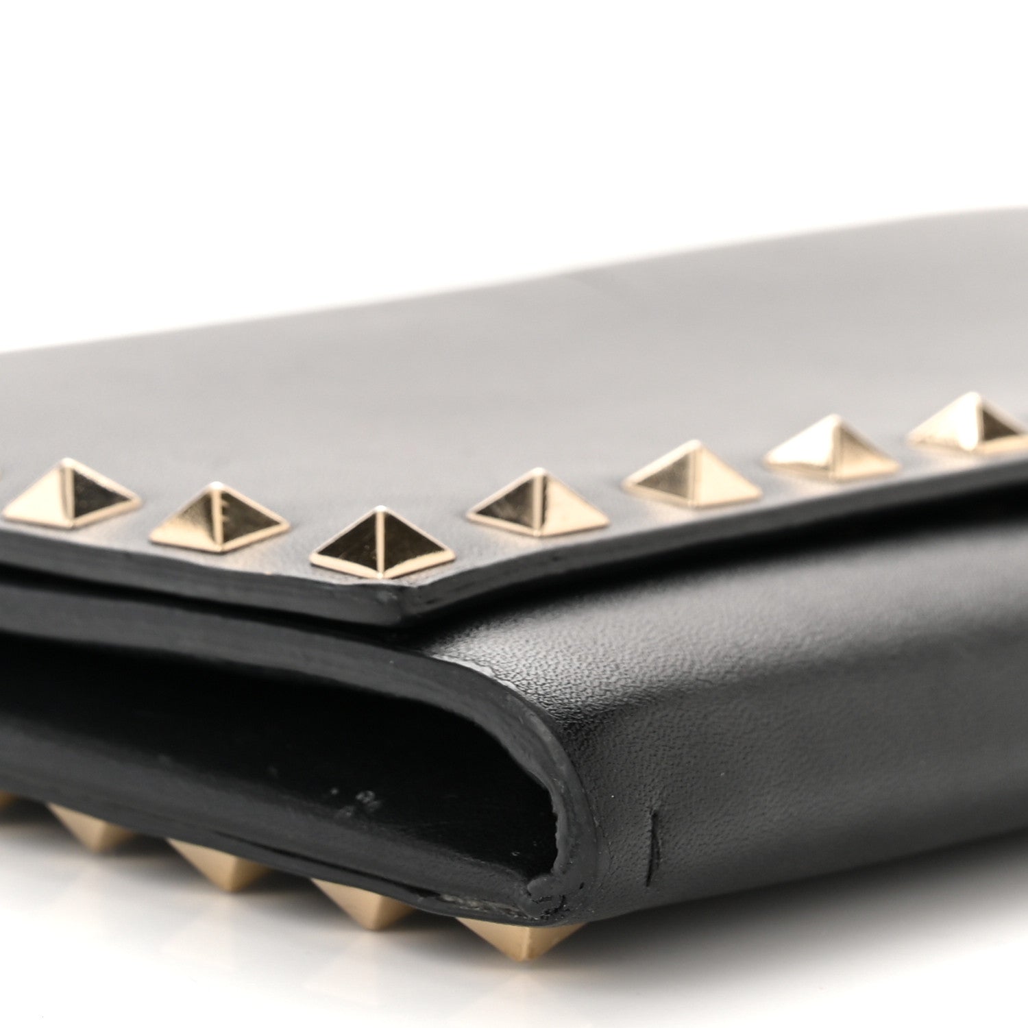 Valentino Garavani Vitello Rockstud Flap Wallet On Chain Black 10 of 15