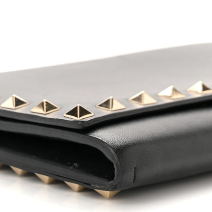 Valentino Garavani Vitello Rockstud Flap Wallet On Chain Black 10 of 15