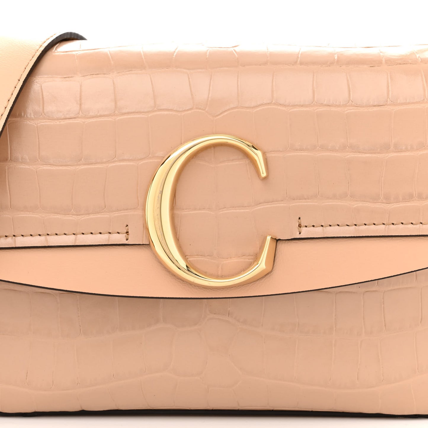 Calfskin Crocodile Embossed Small C Double Carry Nut