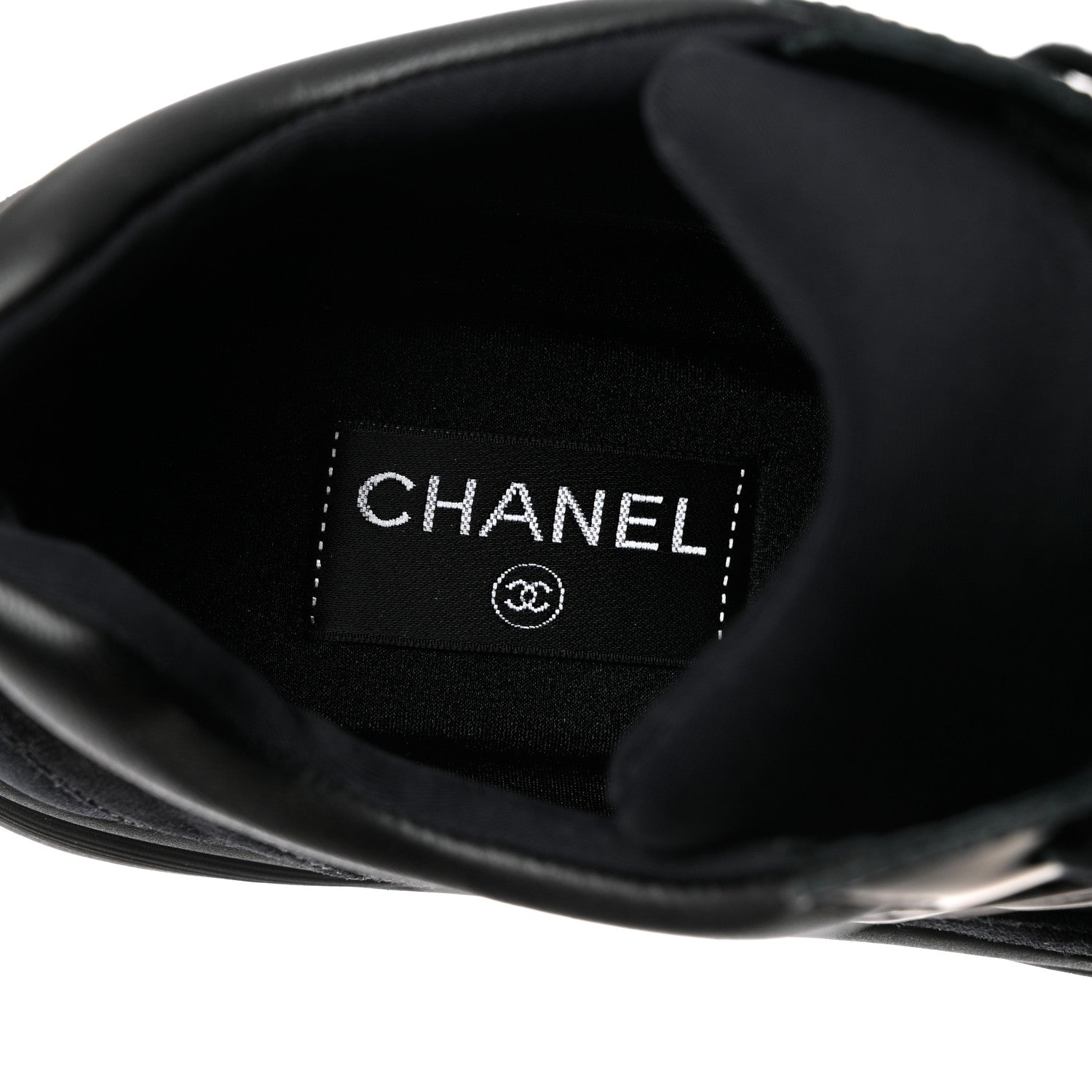 Chanel Fabric Calfskin Suede CC Sneakers 39 Black 7 of 9