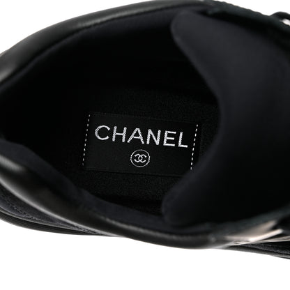 Chanel Fabric Calfskin Suede CC Sneakers 39 Black 7 of 9