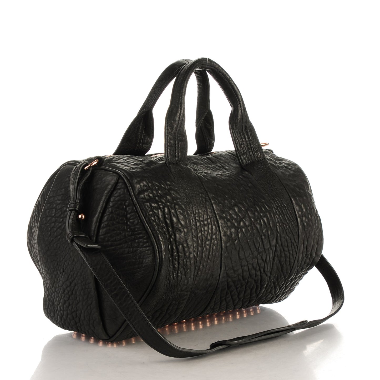 Pebbled Lambskin Rocco Black Rose Gold Hardware